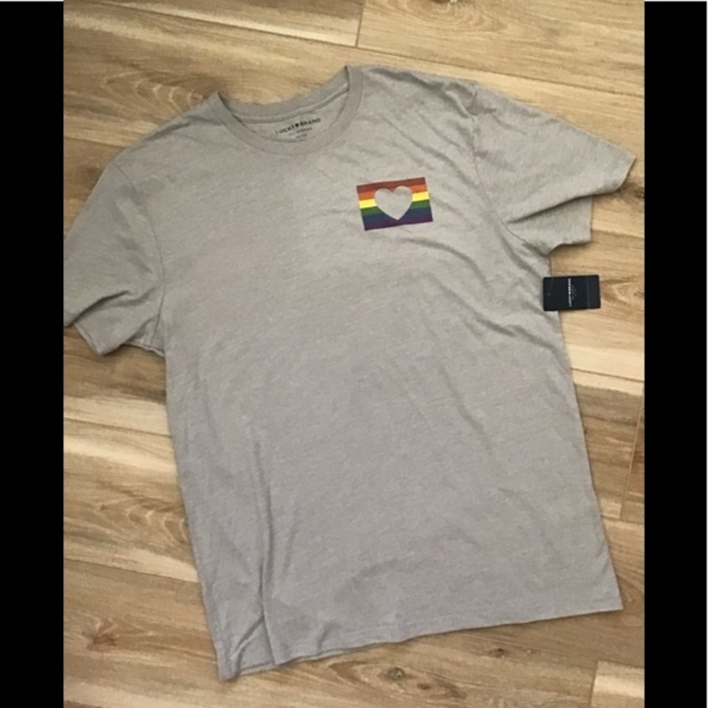 Lucky Brand Rainbow Heart Tee L NWT